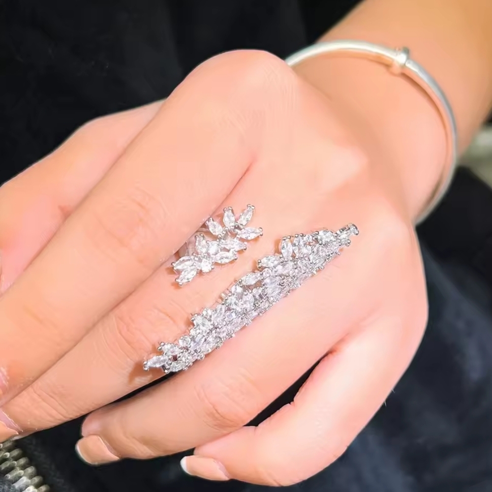 White Rhodium Lab Diamond Cocktail Ring